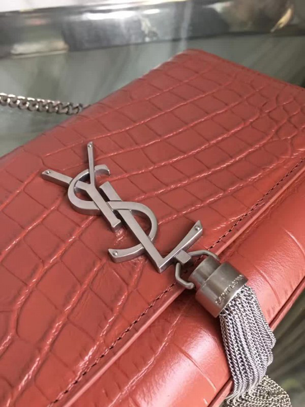 Y51 monogram kate silver tassel in embossed crocodile shiny leather 5046  24cm x 14.5cm x 5.5cm
