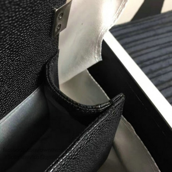 Ch**el small quilted caviar boy bag black silver