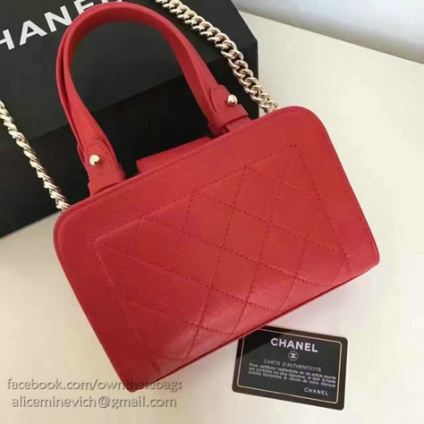 Ch**el small label click leather shopping bag red