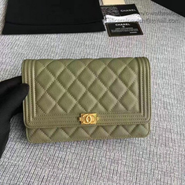 Ch**el caviar woc chain boy bag wallet green a80287 vs07114