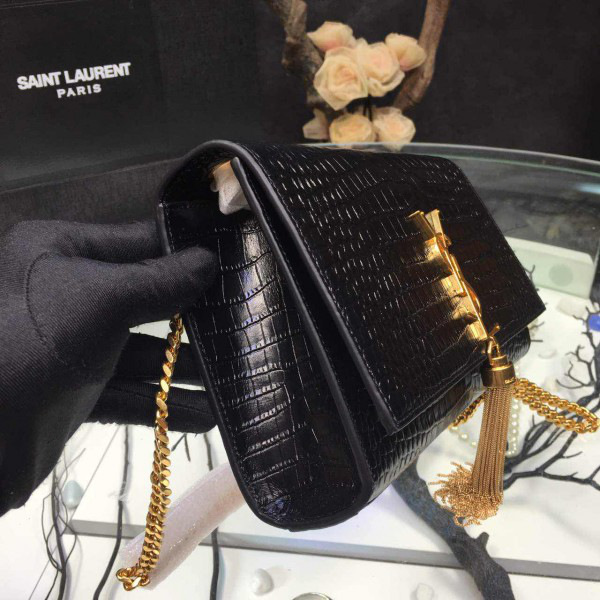 Y51 monogram- kate gold tassel in embossed crocodile shiny leather 5056 24cm x 15cm x 5cm