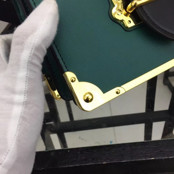 Pra*a cahier leather shoulder bag 1bd045 green 20 x 14.5 x 8.5 cm