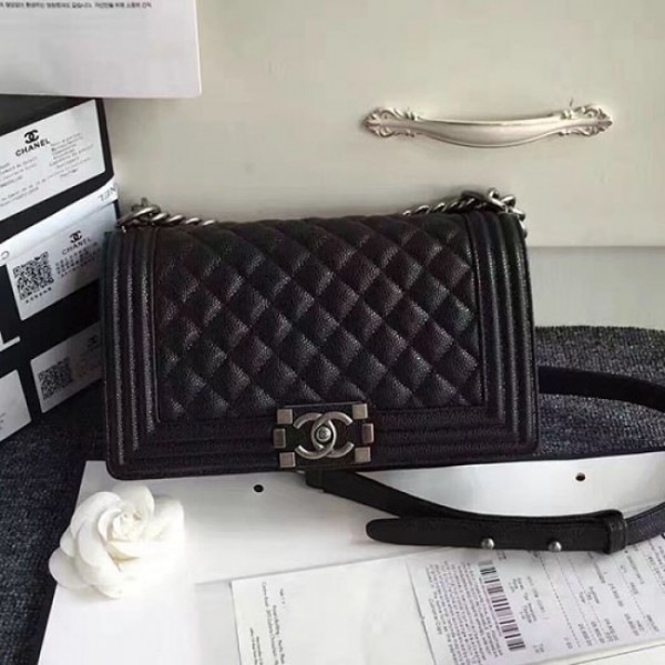 Ch**el quilted caviar medium boy bag black