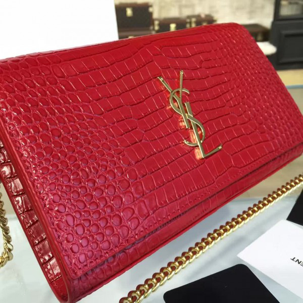 Y51 monogram kate crocodile embossed shiny leather red cohotbag 4763
