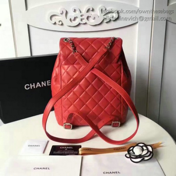 Ch**el caviar quilted lambskin backpack red