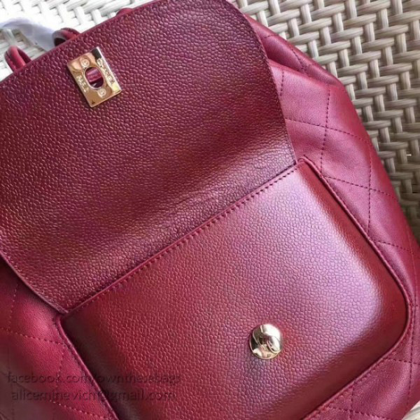 Ch**el calfskin and caviar backpack burgundy