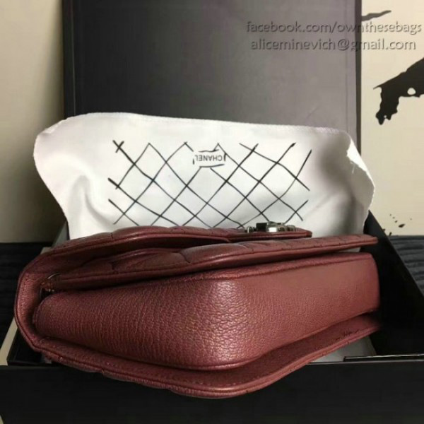 Ch**el quilted deerskin perfect edge bag burgundy  a14041