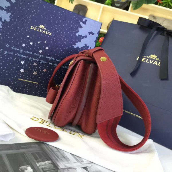 Delvaux calfskin mini le mutin saddle bag red 1501 20cm x 7.5cm x 16cm