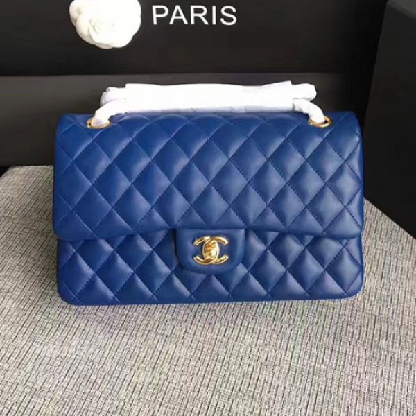 Ch**el lambskin classic handbag blue  a01112 vs05712