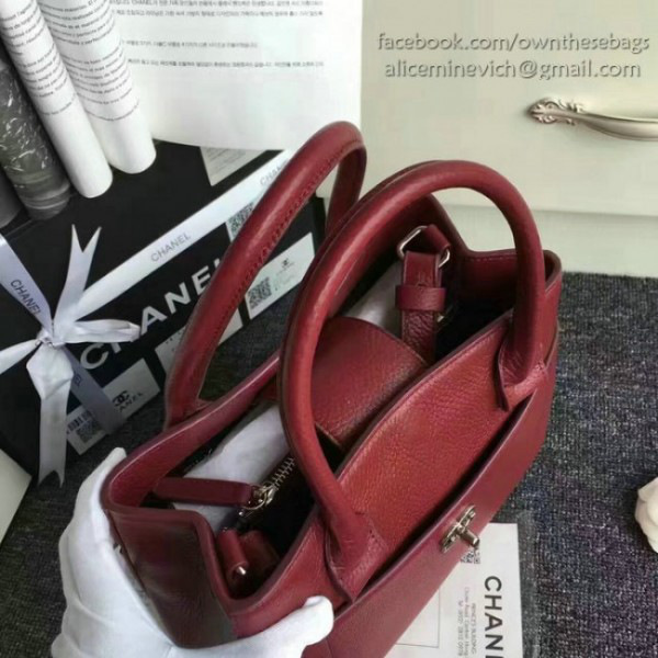 Ch**el calfskin large shopping bag burgundy