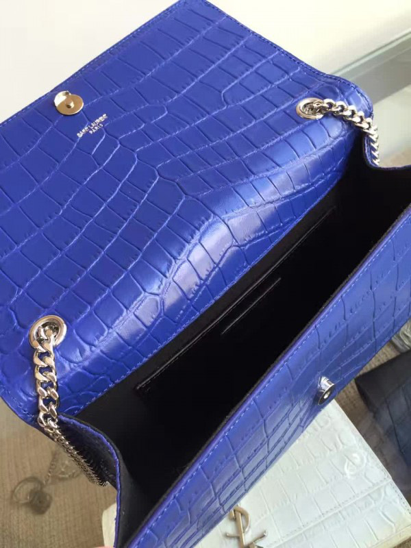 Y51 monogram kate silver tassel in embossed crocodile shiny leather 5041  24cm x 14.5cm x 5.5cm