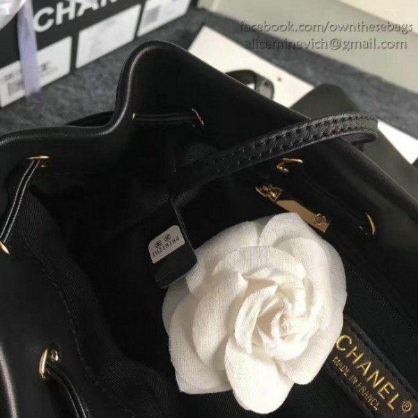 Ch**el quilted lambskin large backpack black gold hardware