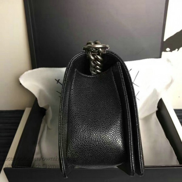 Ch**el medium quilted caviar black silver a13043