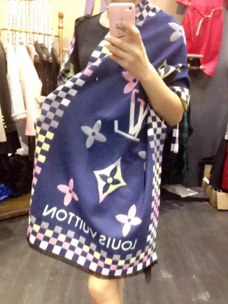 Lv cashmere long scarf a10 blue