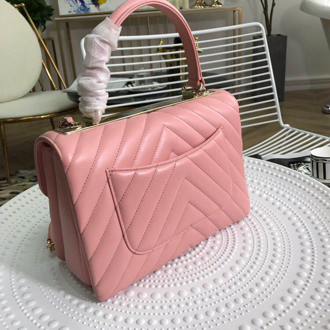 Ch**el new rhombic chain bag pink 25cm