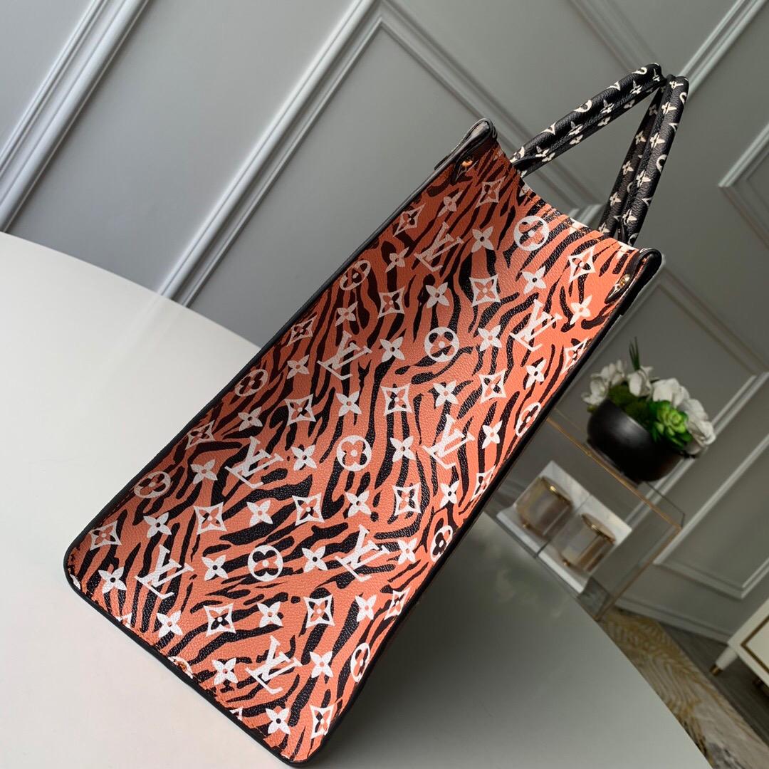 Lv monogram giant on the go tote bag black and khaki 41 cm