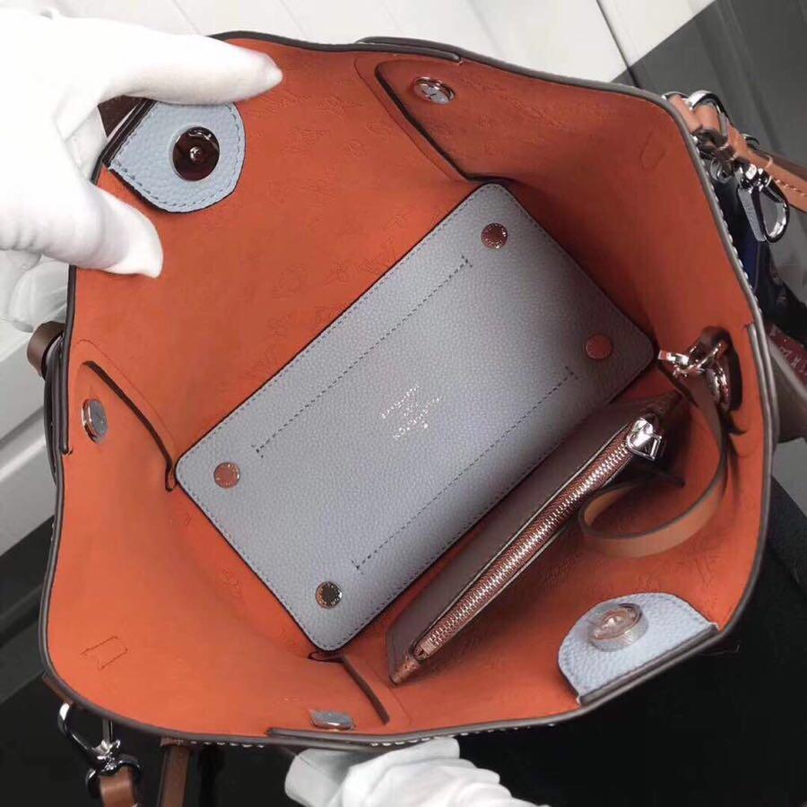 LV calf leather tote 34cm blue 34.0x 18.5x 13.0 cm