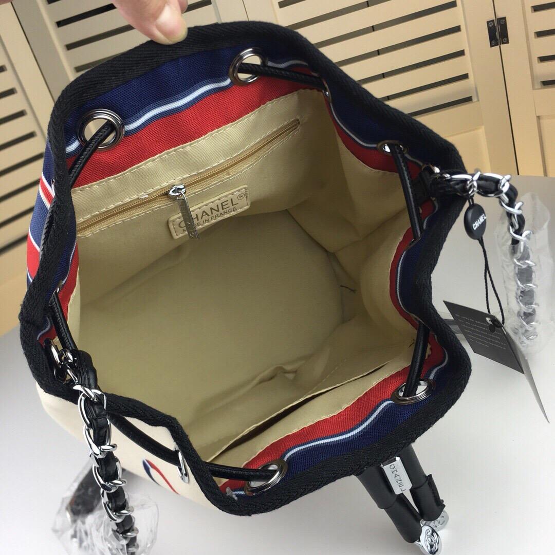 Ch**el canvas bucket bag white 24*17*23cm