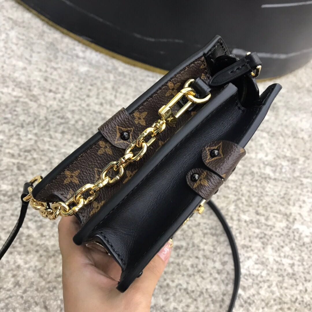 LV  trunk clutch canvas printing handbag 20.0cm x 12.0 cmx 5.5 cm