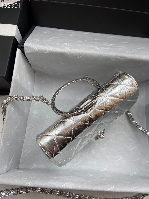Ch**el handbag silver  18 x 5 x 11cm