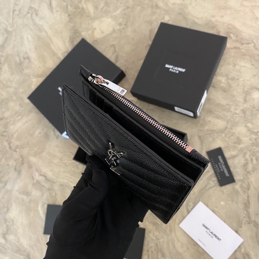 MONOGRAM ZIPPERED TWO-PART WALLET IN LEATHER 575974 13 x 9 x 1,5 cm