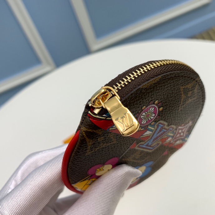 l0vis Vvtt0n round coin pouch monogram vivienne holiday rouge red m69749 9 x 9 x 1 cm