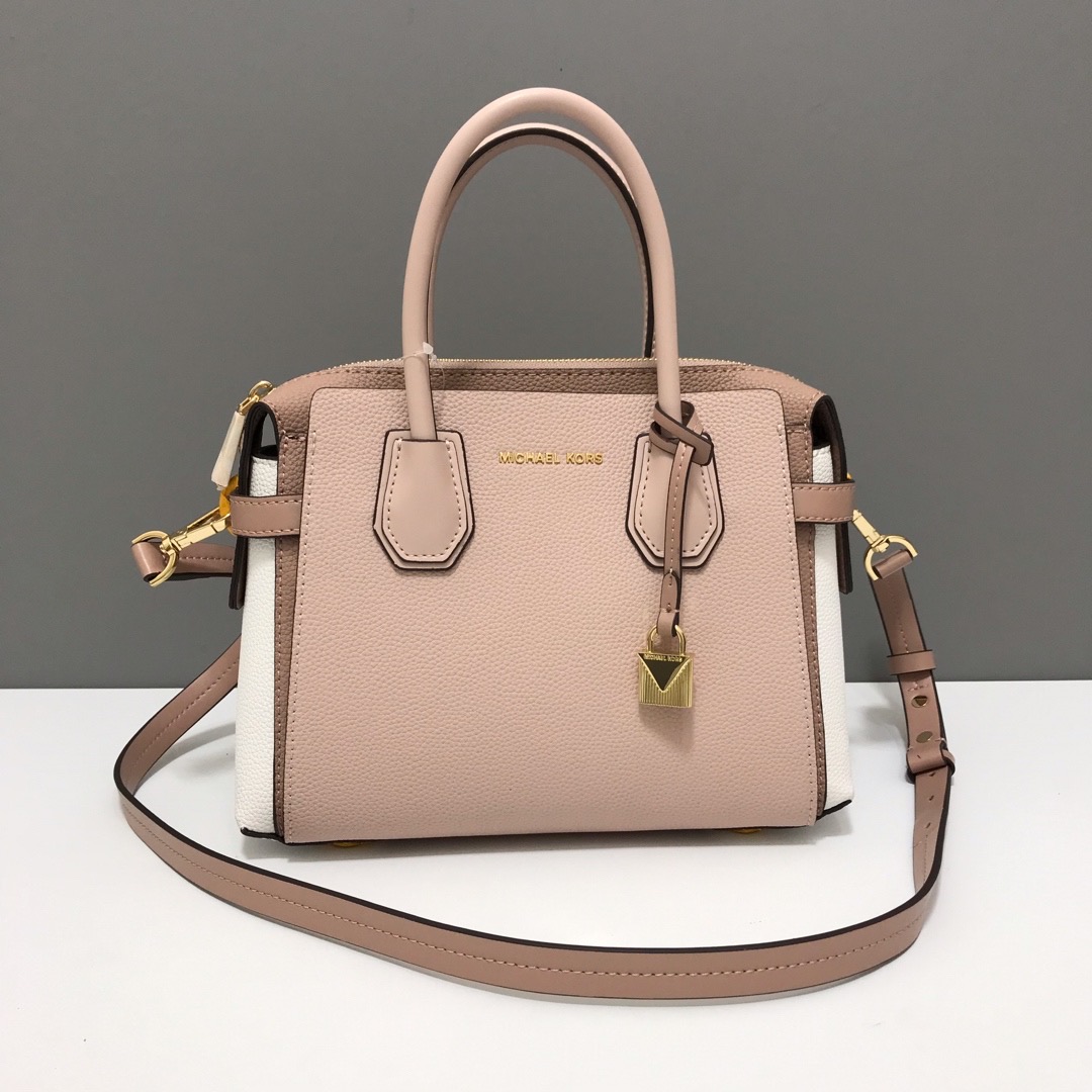 Mercer Medium Tri-Color Pebbled Leather Belted Satchel 27 x 20 x 11cm