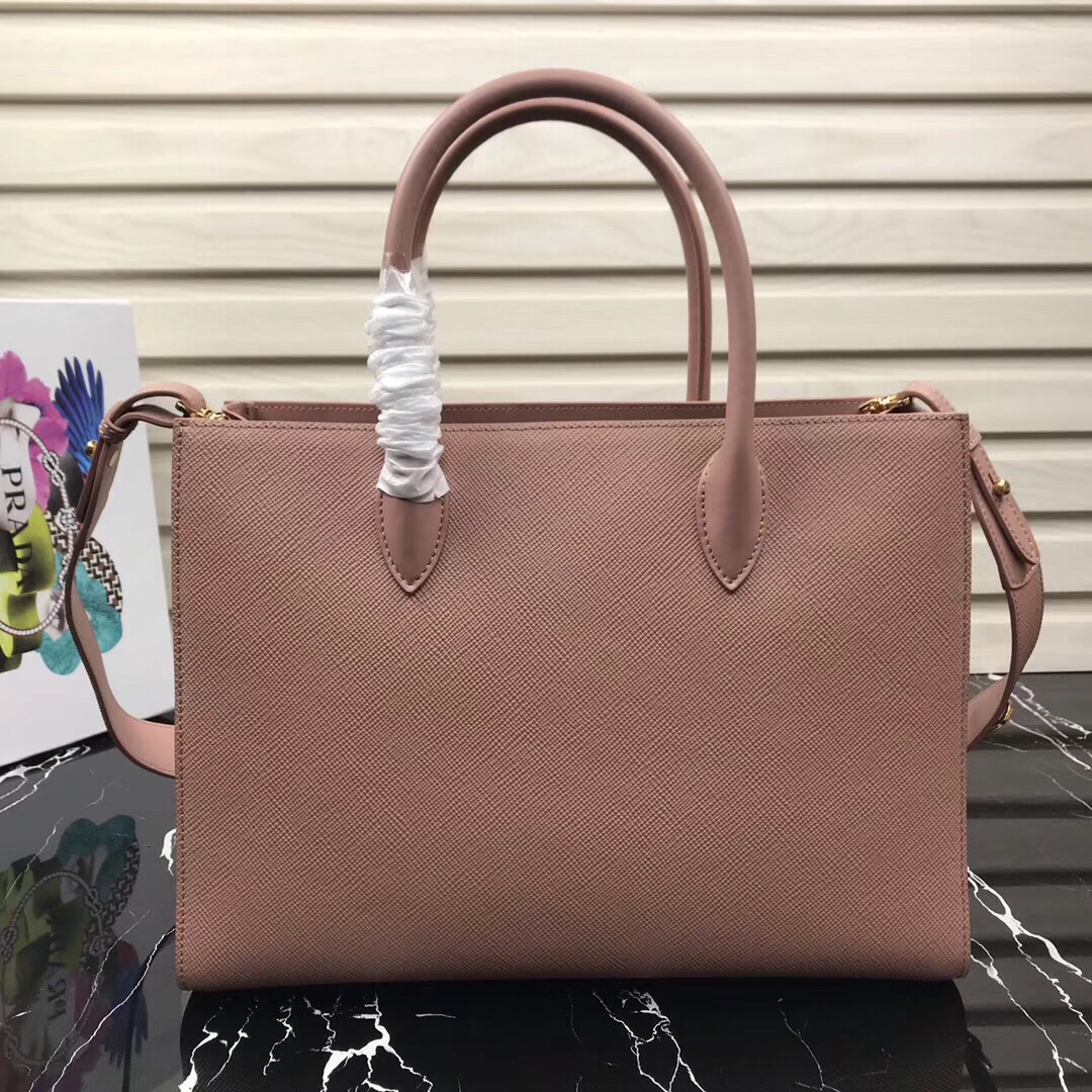 Large saffiano leather handbag pink 1BA153 34 × 24 × 13cm
