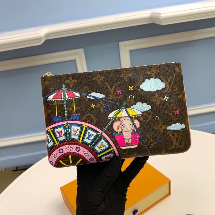 DOUBLE ZIP POCHETTE M69744 20 x 12.5 x 3 cm