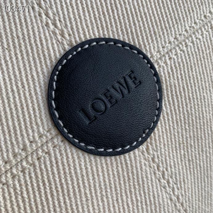 L0ew* cushion tote bag in canvas and calfskin black 35-27-19cm