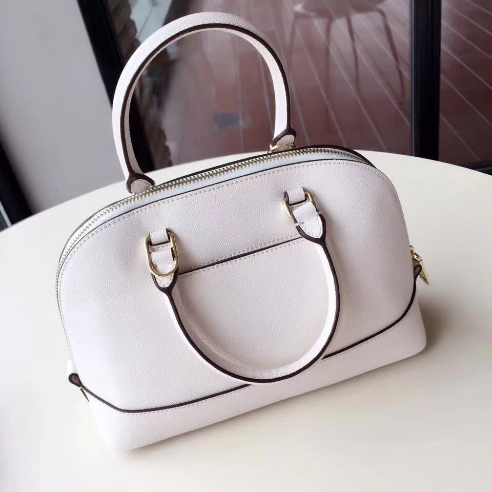 COACH Mini Shell Bag Satchel Crossgrain Leather White F57555 25 x 18 x 10cm