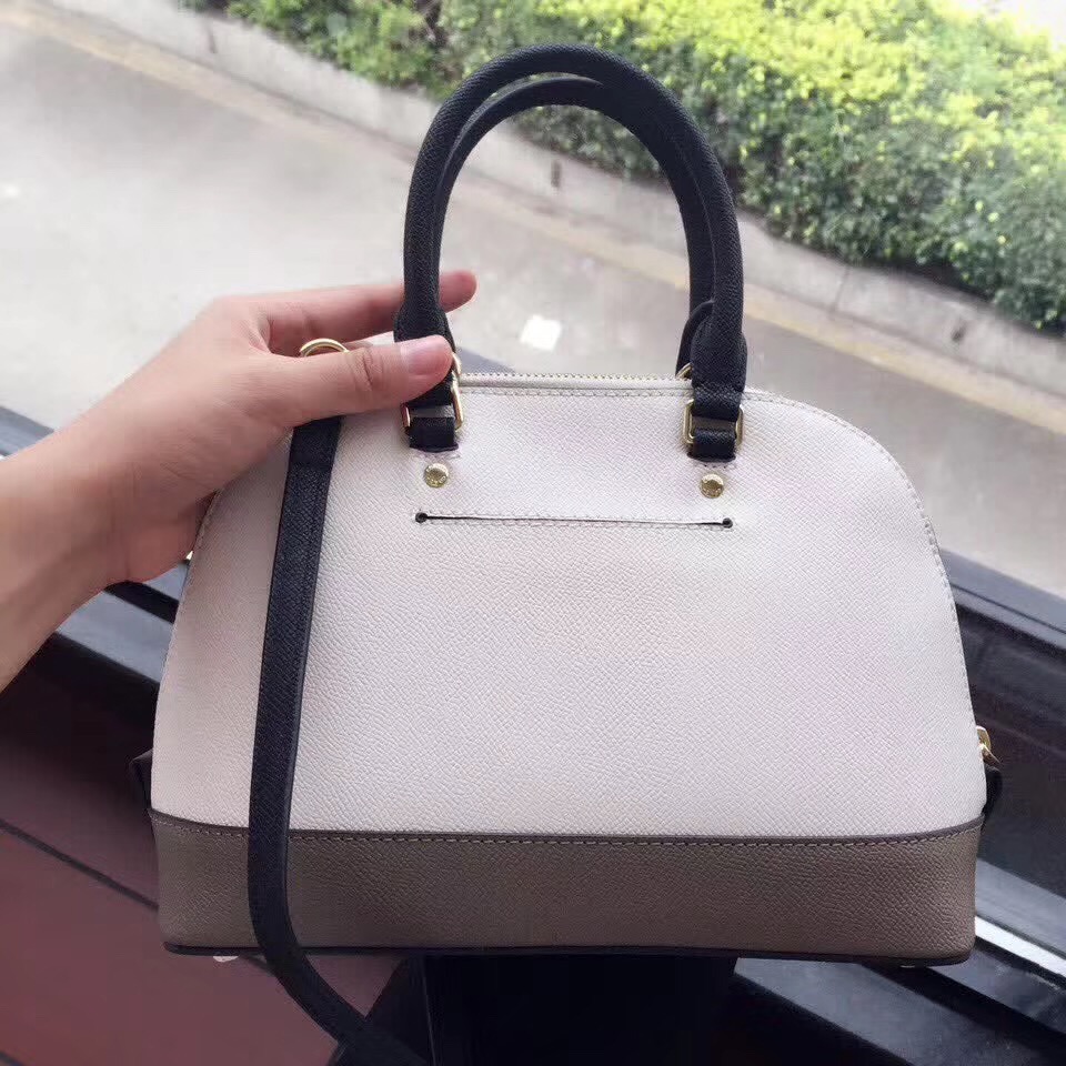 COACH Mini Shell Bag Satchel Crossgrain Leather White And Gray F57555 25 x 18 x 10cm