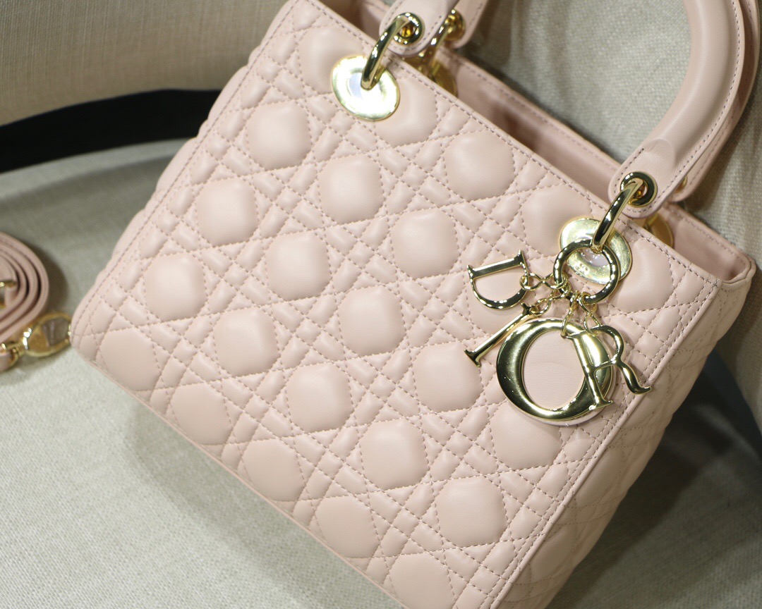 D10r medium lady bag blush cannage lambskin m0565 24 x 20 x 11cm