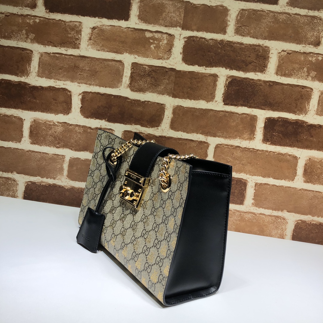 Gvc*1 padlock small gg bees shoulder bag ‎498156 9f26g 26 x 18 x 10 cm