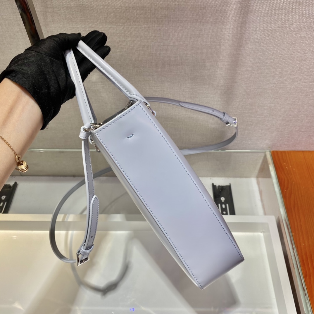 Pra*a brushed leather tote bag cornflower blue 1ba330 24 x 22 x 6 cm