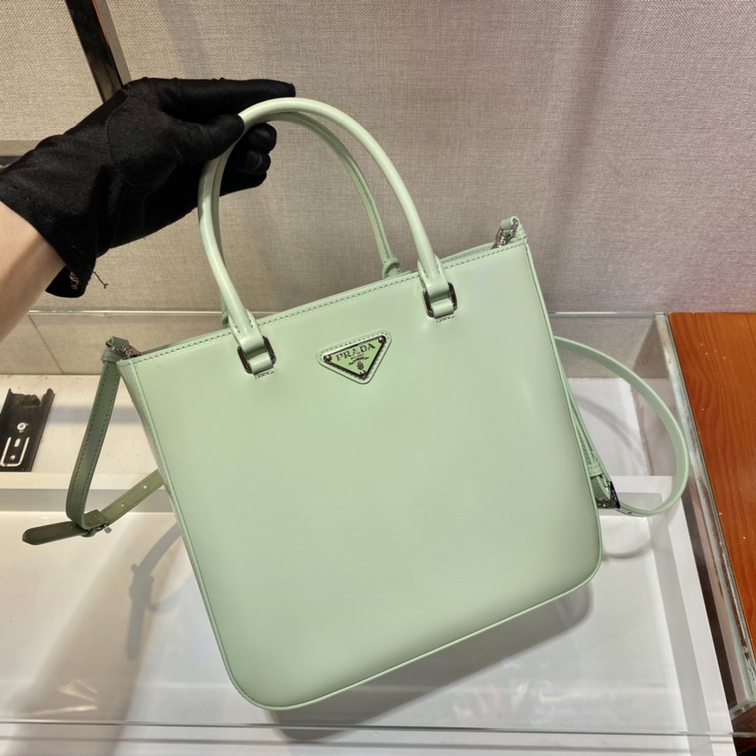 Pra*a brushed leather tote bag surf green 1ba330 24 x 22 x 6 cm