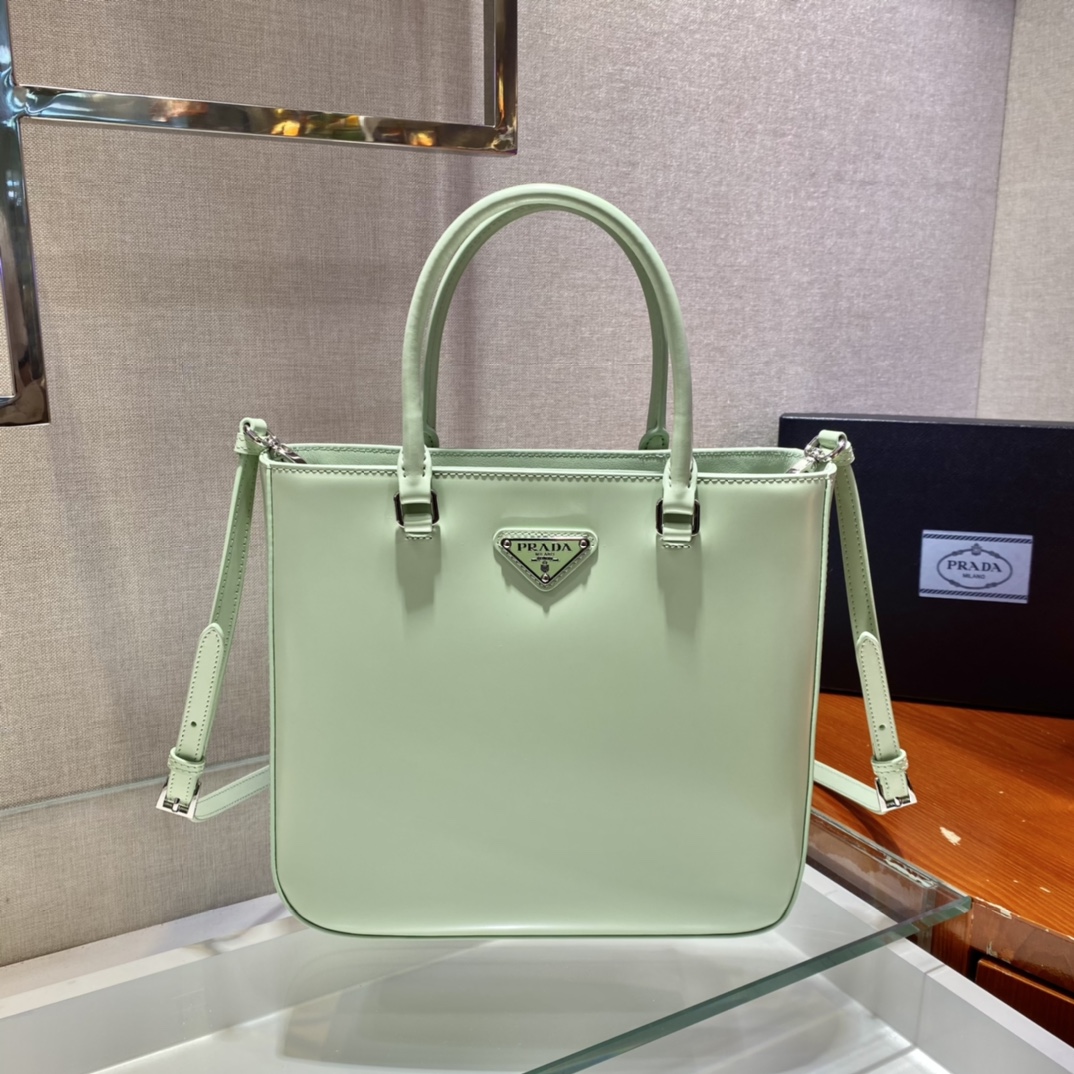 Pra*a brushed leather tote bag surf green 1ba330 24 x 22 x 6 cm