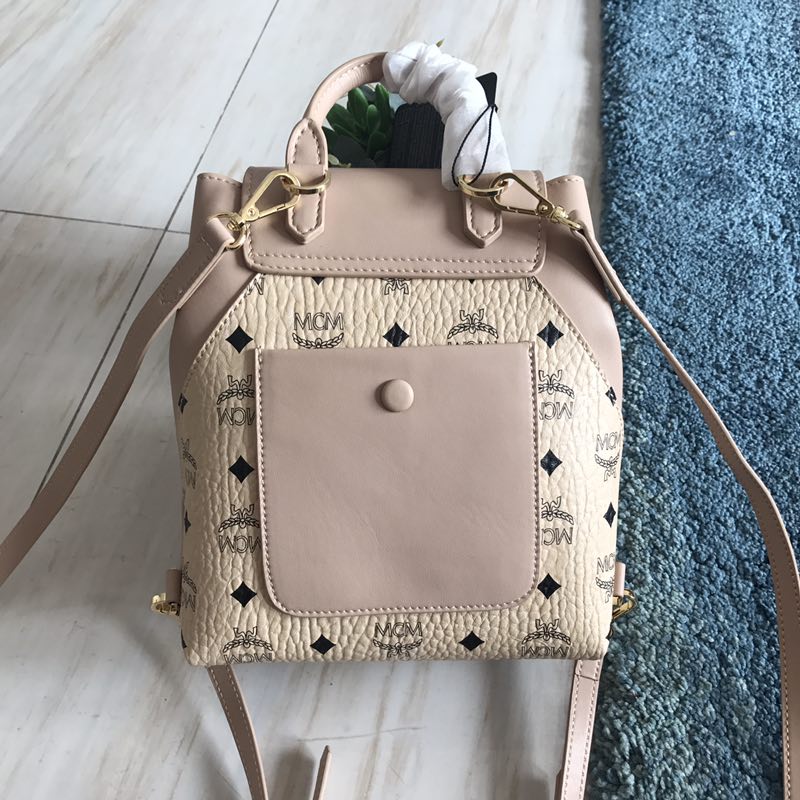 MCM Essential Backpack in Visetos Original Beige MWK9SSE05CO001 24 x 21 x 12 cm