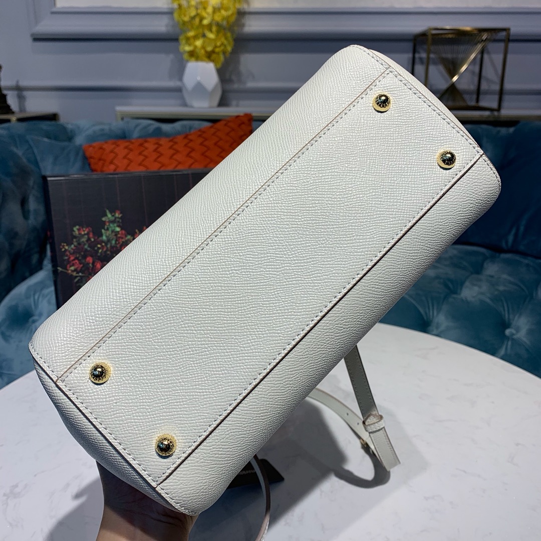 DOLCE & GABBANA Medium Dauphine Leather Sicily Bag White BB4347A100180001 25 x 12 x 20 cm