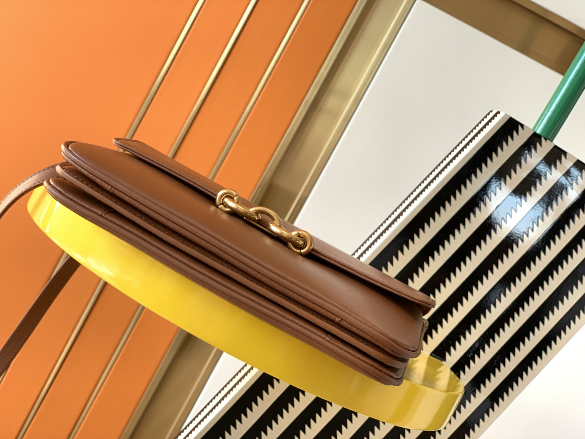 Y51 le maillon satchel in smooth leather brick 6497952 24 x 14.5 x 3.5 cm