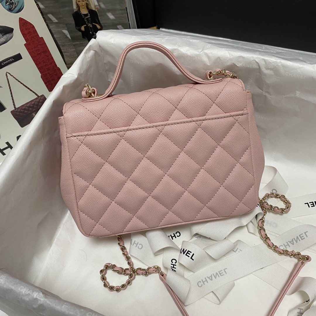 Ch**el mini flap bag with top handle pink a93749 19x7x14cm