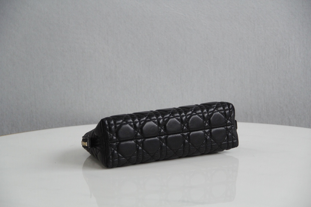 D10r caro beauty pouch black cannage lambskin 330 23 x 15.5 x 7.5 cm