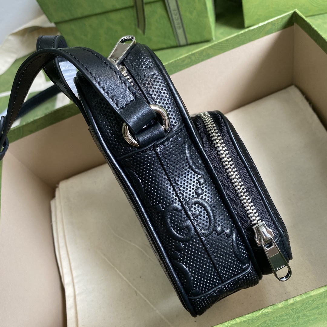 Gvc*1 gg embossed mini bag black leather 658553 11.5 × 17 × 4 cm