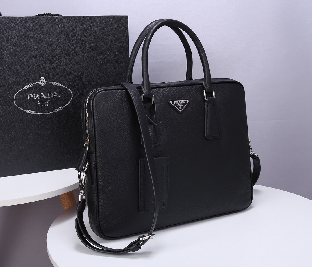 Pra*a saffiano leather work bag black 2ve011 36 x 28 x 46.5 cm