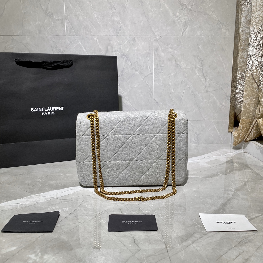 Y51 jamie medium carrÉ rive gauche in jersey light grey 6348202 24 × 15.5 × 6.5 cm