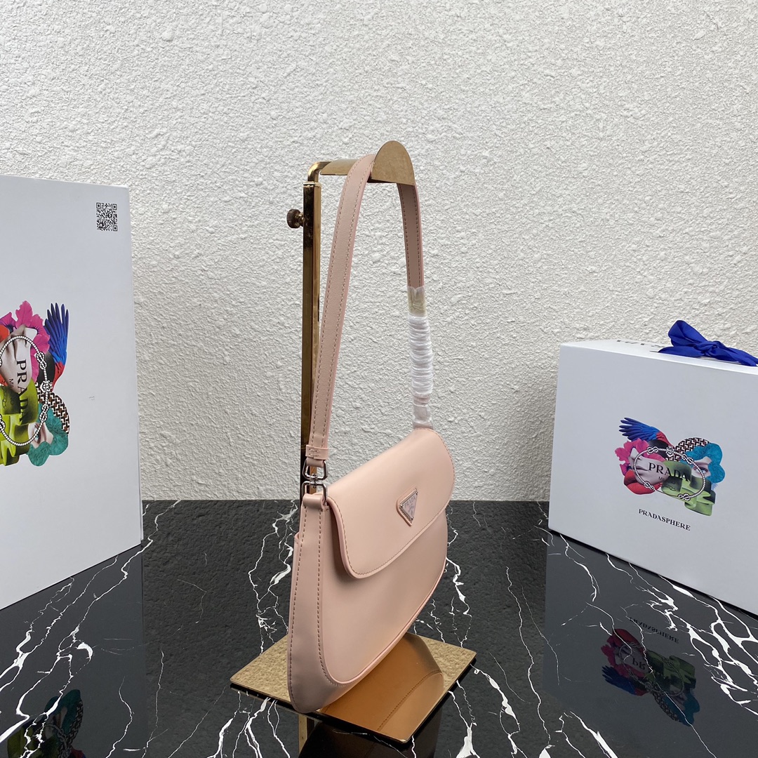 Pra*a cleo brushed leather shoulder bag with flap orchid pink 1bd311 23 x 18 x 2.5 cm