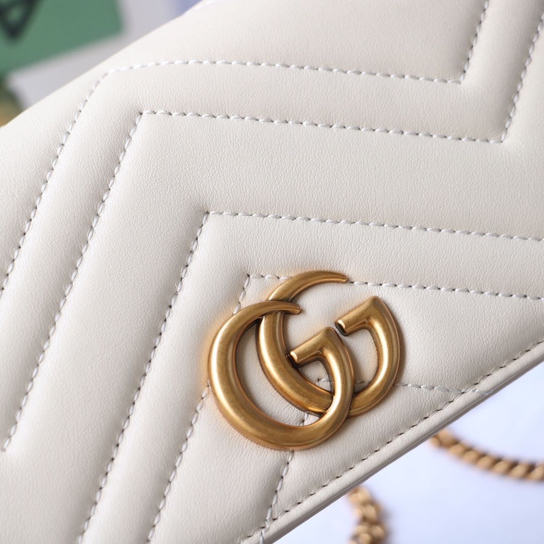 Gvc*1 gg marmont mini bag white leather 488426 18 x 10 x 5 cm