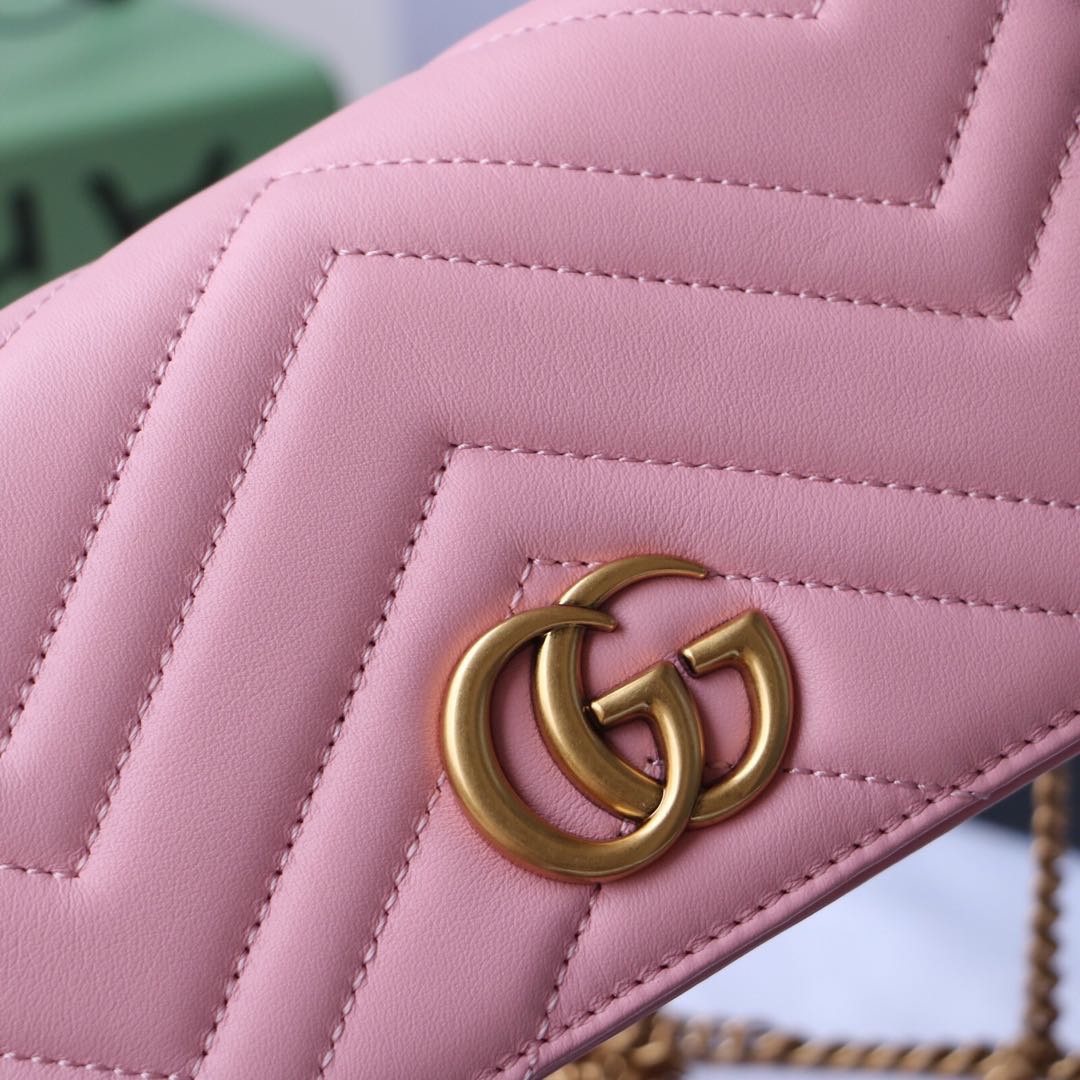 Gvc*1 gg marmont mini bag pink pastel leather 488426 18 x 10 x 5 cm