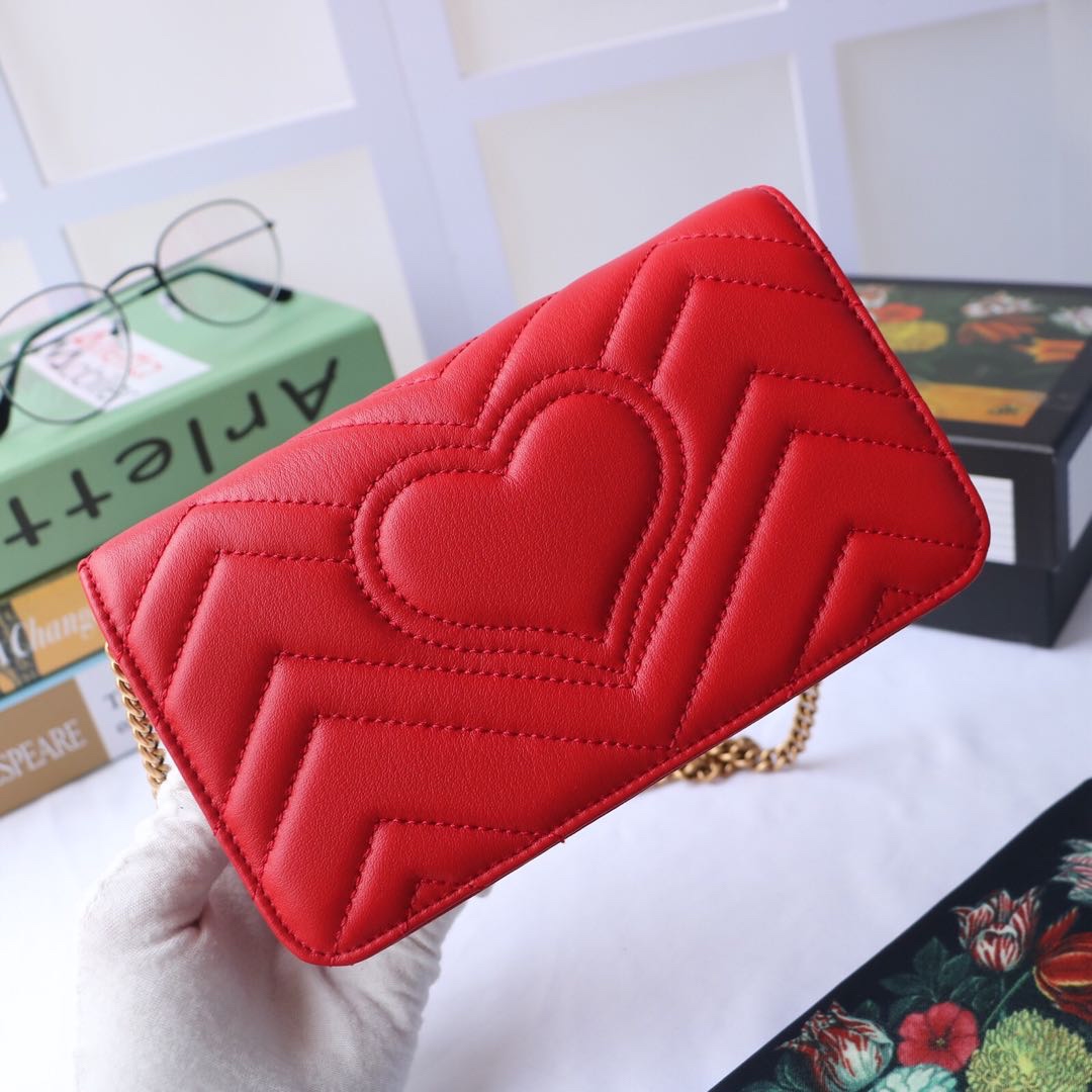 Gvc*1 gg marmont mini bag red leather 488426 18 x 10 x 5 cm