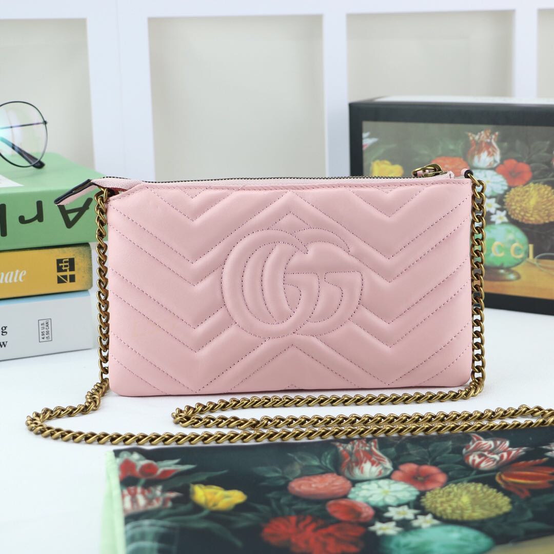 Gvc*1 gg marmont mini chain bag flamingo 443447 22 x 13 x 3.5 cm